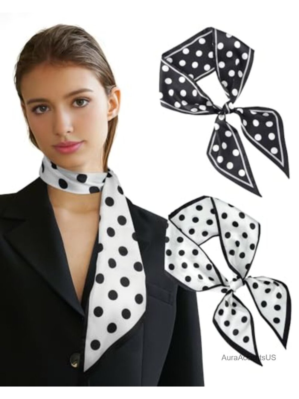 Silk Feel Satin Scarf for Women, Versatile Neck Scarf Headband Hair Accessory